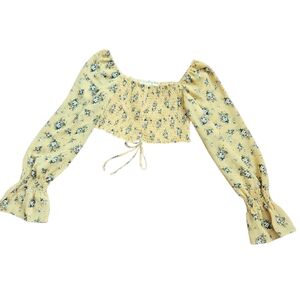 Floral Yellow Smocked Women's Top